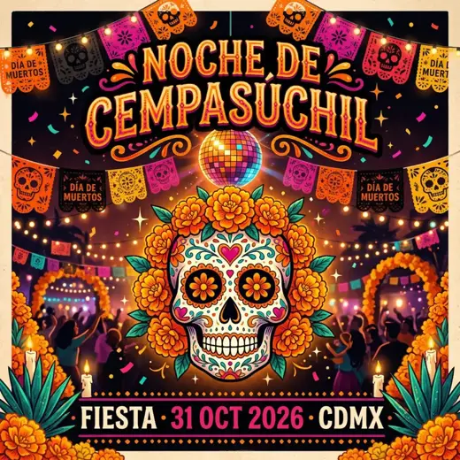 Cartel de Noche de Cempasúchil